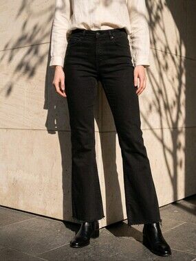 We The Free People Jayden Split Leg Black Stretch Denim 28 X 31